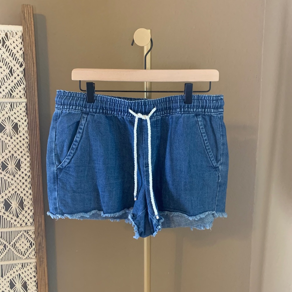 LOFT‎ Denim Shorts - Elastic Waist Drawstring with Pockets